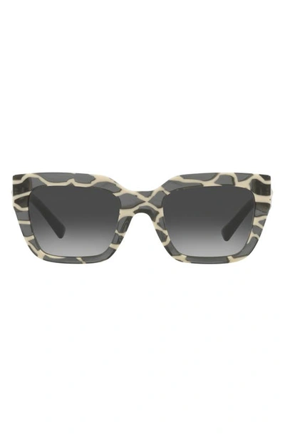 Shop Valentino 52mm Square Sunglasses In Striped Black White