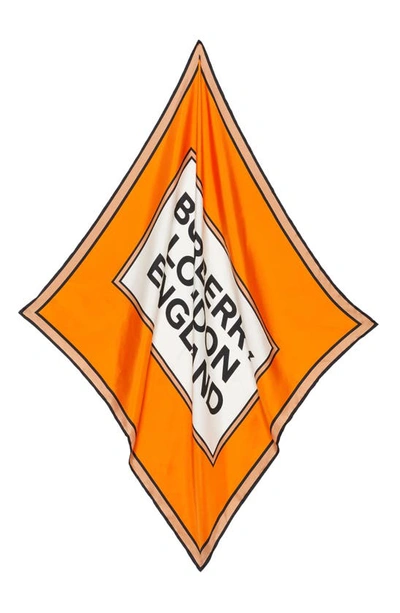 Shop Burberry Logo Silk Scarf In Orange