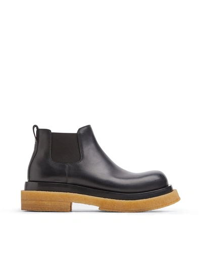 Shop Bottega Veneta "lug" Boot Leather In Black