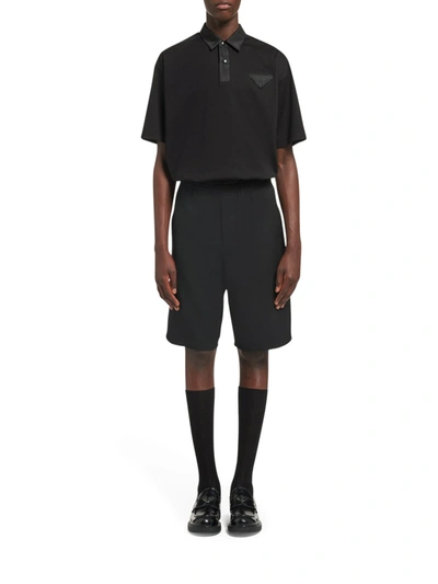 Shop Prada Wool Bermuda Shorts In Black