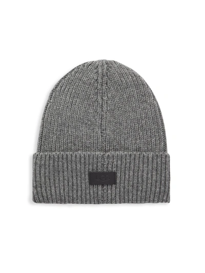 Shop Ugg Men's Ribbed Wide-cuff Beanie In Metal