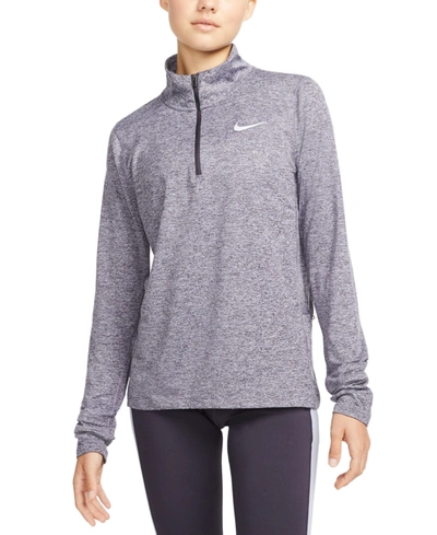 Shop Nike Women's Element Dri-fit Half-zip Running Top In Cave Purple/indigo Haze/reflective Silv