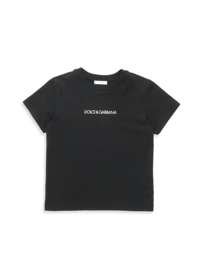 Shop Dolce & Gabbana Little Kid's & Kid's Cotton Logo T-shirt In Black