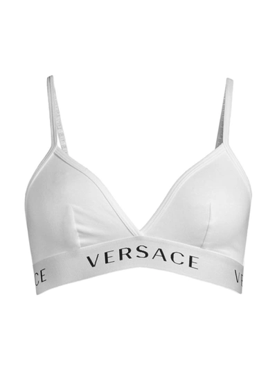 Shop Versace Women's Logo Triangle Bralette In Optical White