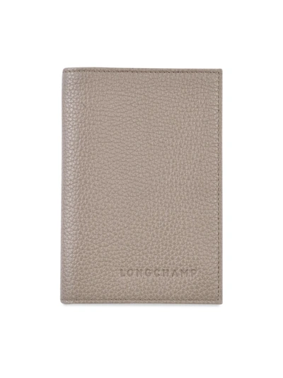 Shop Longchamp Women's Le Foulonné Leather Passport Cover In Turtle Dove