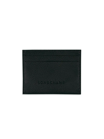 Shop Longchamp Women's Le Foulonné Leather Cardholder In Black