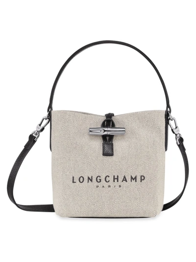 Shop Longchamp Women's Roseau Logo Bucket Bag In Ecru