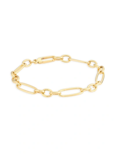 Shop Roberto Coin Women's 18k Gold Mixed-link Bracelet In Yellow Gold