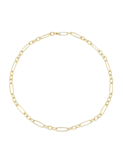 Shop Roberto Coin Women's 18k Gold Mixed Oval-link Necklace In Yellow Gold