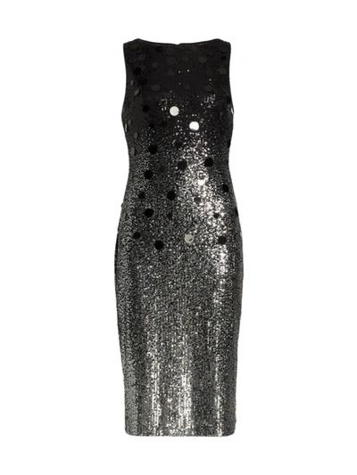 Shop Badgley Mischka Women's Metallic Degradé Dress In Black Silver