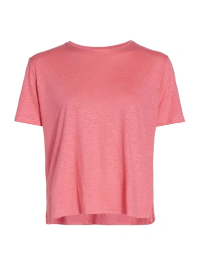 Shop Majestic Women's Linen-blend Crewneck T-shirt In Candy Pink