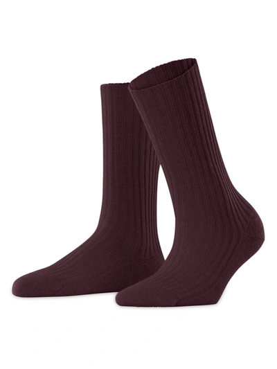 Shop Falke Women's Cosy Wool-blend Boot Socks In Barolo