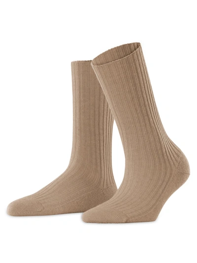 Shop Falke Women's Cosy Wool-blend Boot Socks In Camel