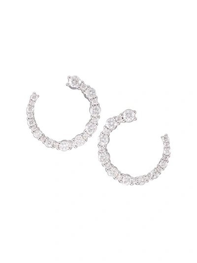 Shop Saks Fifth Avenue Women's 14k White Gold & 0.75 Tcw Diamond Side Hoop Earrings