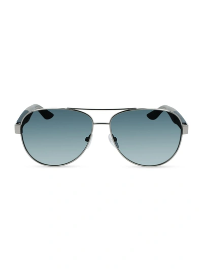 Shop Ferragamo Italian Lifestyle 62mm Aviator Sunglasses In Shiny Light Rutherium
