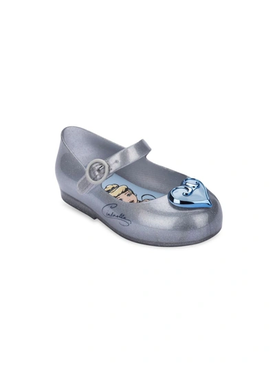 Shop Mini Melissa Little Girl's Mini Sweet Love Cinderella Flats In Silver Blue