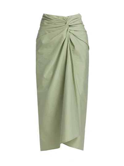 Shop Brunello Cucinelli Women's Twist Midi Skirt In Bamboo