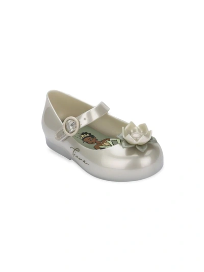 Shop Mini Melissa Little Girl's Mini Sweet Love Princess Tiana Flats In Silver