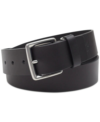 Shop Calvin Klein Jeans Men's Leather Belt With Keeper Ring In Black