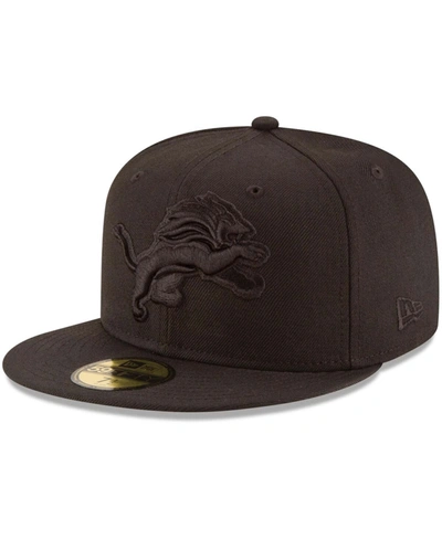 New Era Men's Detroit Lions Black On Black 59fifty Fitted Hat In Black