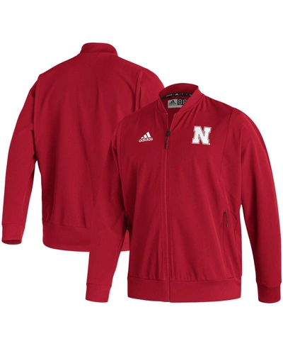 Shop Adidas Originals Men's Scarlet Nebraska Huskers 2021 Sideline Woven Primegreen Full-zip Bomber Jacket