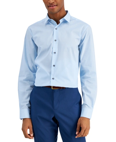 Shop Alfani Men's Slim Fit Stripe Dress Shirt, Created For Macy's In Lt Blue Tonal
