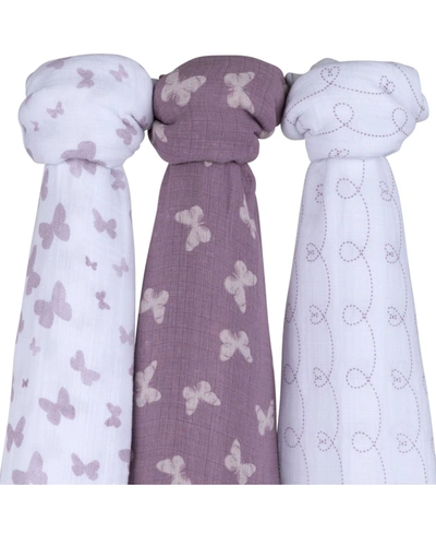 Shop Ely's & Co. Muslin Cotton Swaddles 3 Pack In Purple