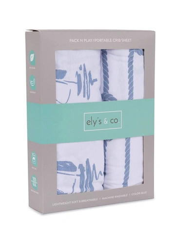 Shop Ely's & Co. Pack N Play Portable Crib Sheet Set 2 Pack In Blue