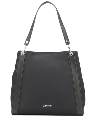 Shop Calvin Klein Women's Reyna Medium Tote Bag In Black/silver