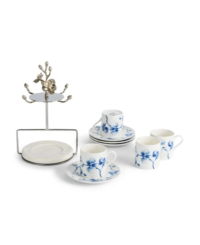 Shop Michael Aram Orchid 9 Piece Demitasse Cups And Stand Set In Blue