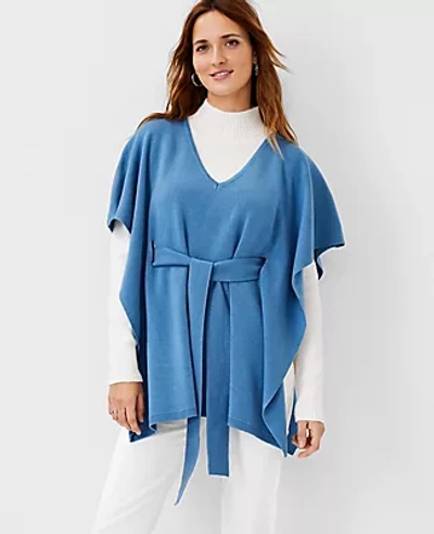 Shop Ann Taylor Belted Poncho In French Blue