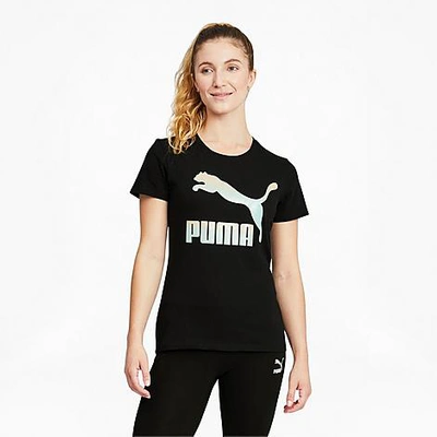 Shop Puma Women's Classics Logo T-shirt In Black/gloaming