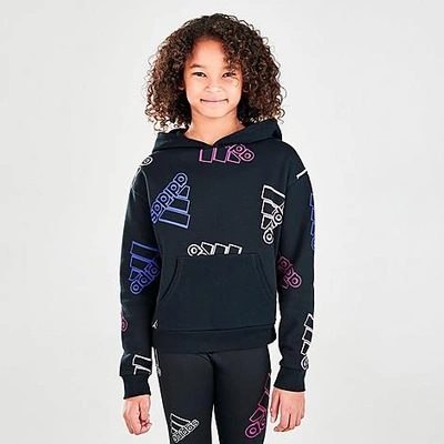 Adidas Originals Kids\' Adidas Girls\' Brand Love Print Allover Black/allover Pullover In ModeSens Hoodie Print 