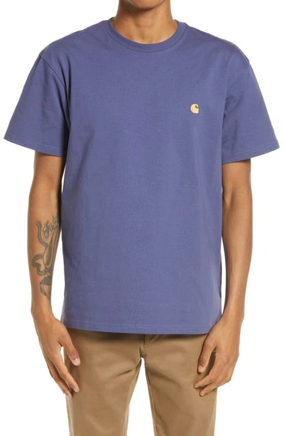 Shop Carhartt Chase Crewneck T-shirt In Cold Viola / Gold