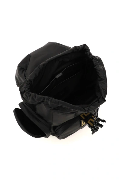 Shop Versace Nylon Greca Backpack In Black,gold