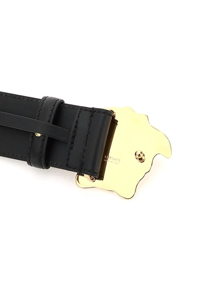 Shop Versace 'la Medusa' Leather Belt In Black