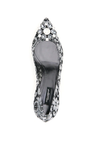 Shop Dolce & Gabbana Charmant Lace Bellucci Pumps In Black,silver