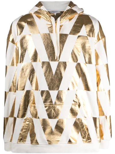 Shop Valentino Monogram-print Hoodie In White