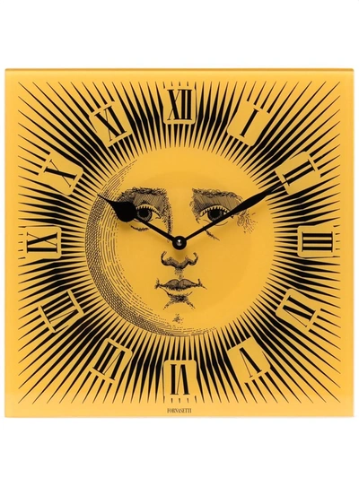 Fornasetti Sun-print Wall Clock In Yellow