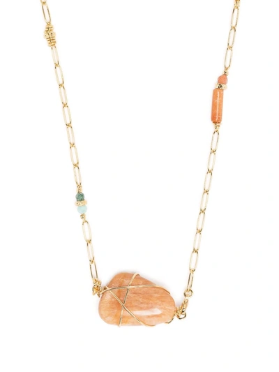 Shop Gas Bijoux Rainbow Bead-embellished Necklace In Gold