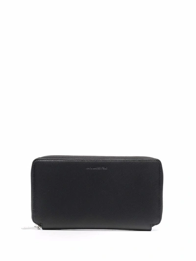 Shop Karl Lagerfeld Embossed Logo Continental Wallet In Black
