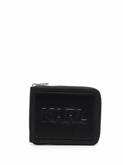 Shop Karl Lagerfeld K/karl Zip-around Wallet In Black