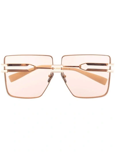 Balmain Oversized Rimless Police-style Sunglasses In Neutrals