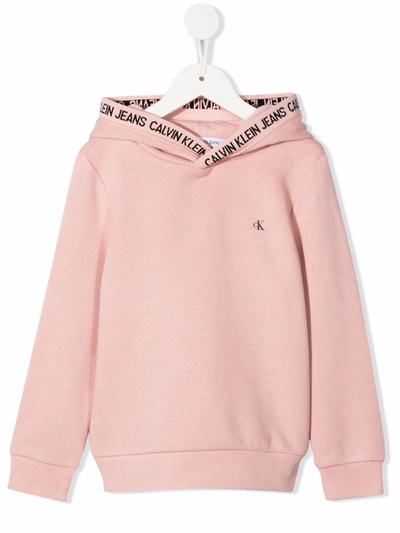Calvin Klein Kids' Logo-print Cotton Hoodie In Pink | ModeSens