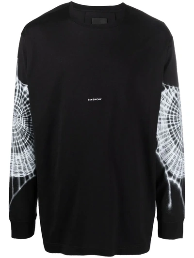 Shop Givenchy Web-print Long-sleeved T-shirt In Black