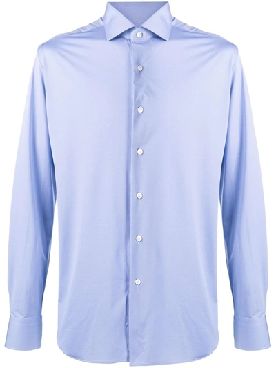 Shop Xacus Check-print Cotton Shirt In Blue