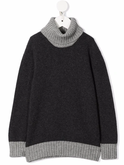 Shop Siola Two-tone Knitted Jumper In Grey