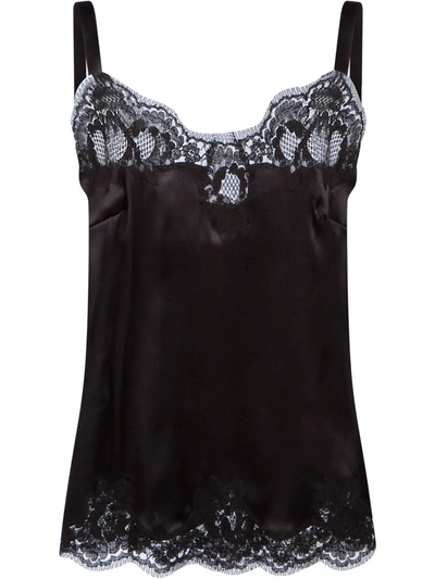 Shop Dolce & Gabbana Lace-detail Satin Camisole Top In Schwarz