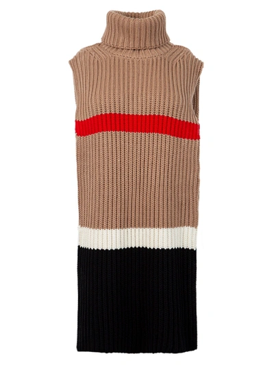 Shop Burberry Striped Cashmere Cotton Blend Cape