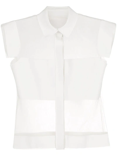 Shop Gloria Coelho Sheer-panel Short-sleeve Shirt In White